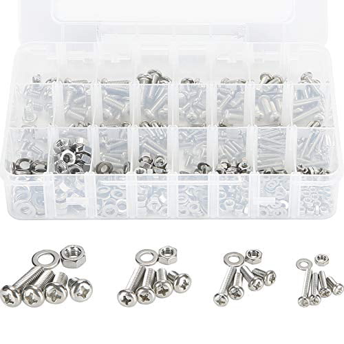 Flat Socket Head 590PCS Bolts and Nuts Assortment 304 Stainless Steel GTERNITY Metric M3 M4 M5 M6 Screws Assorted Hex Head Screws Nuts Washers Kit with Wrench 